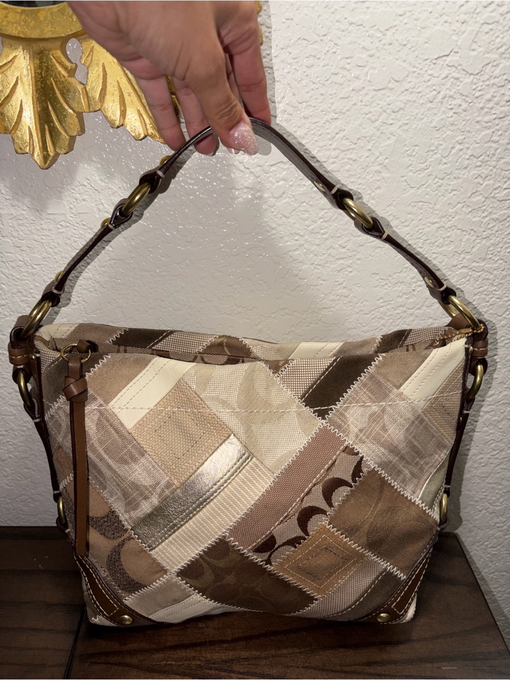 Coach Carly Signature Patchwork Hobo Bag